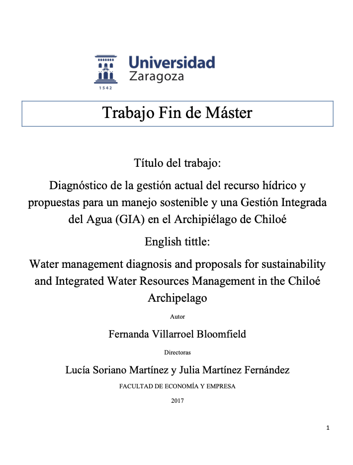 Diagnóstico gestión hidrica Chiloé y propuestas GIA