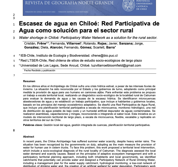 Escasez de Agua en Chiloé. RPA